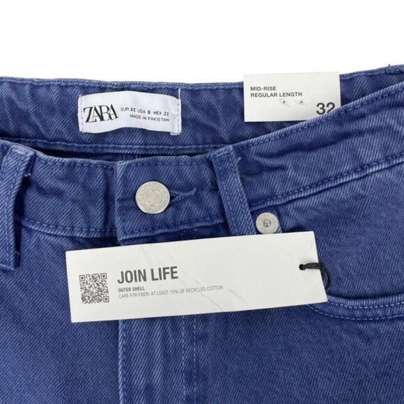 NWT ZARA Mid-Rise Bootcut Jean Sz 0 Regular Length Blue Washed - Picture 7 of 9